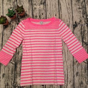 J.Crew pink striped 3/4 sleeve tee, XS